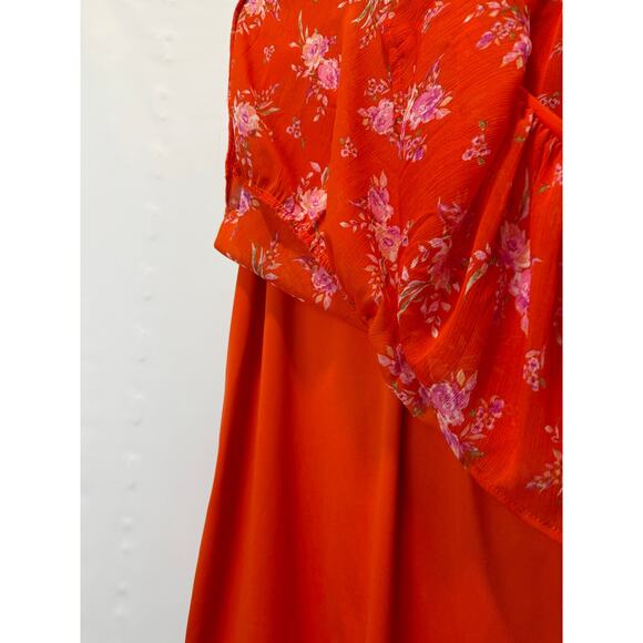 Vince Camuto Dress Sheer Long Sleeve V-Neck babydoll Dress Ruffle Hem Size M - Picture 5 of 6